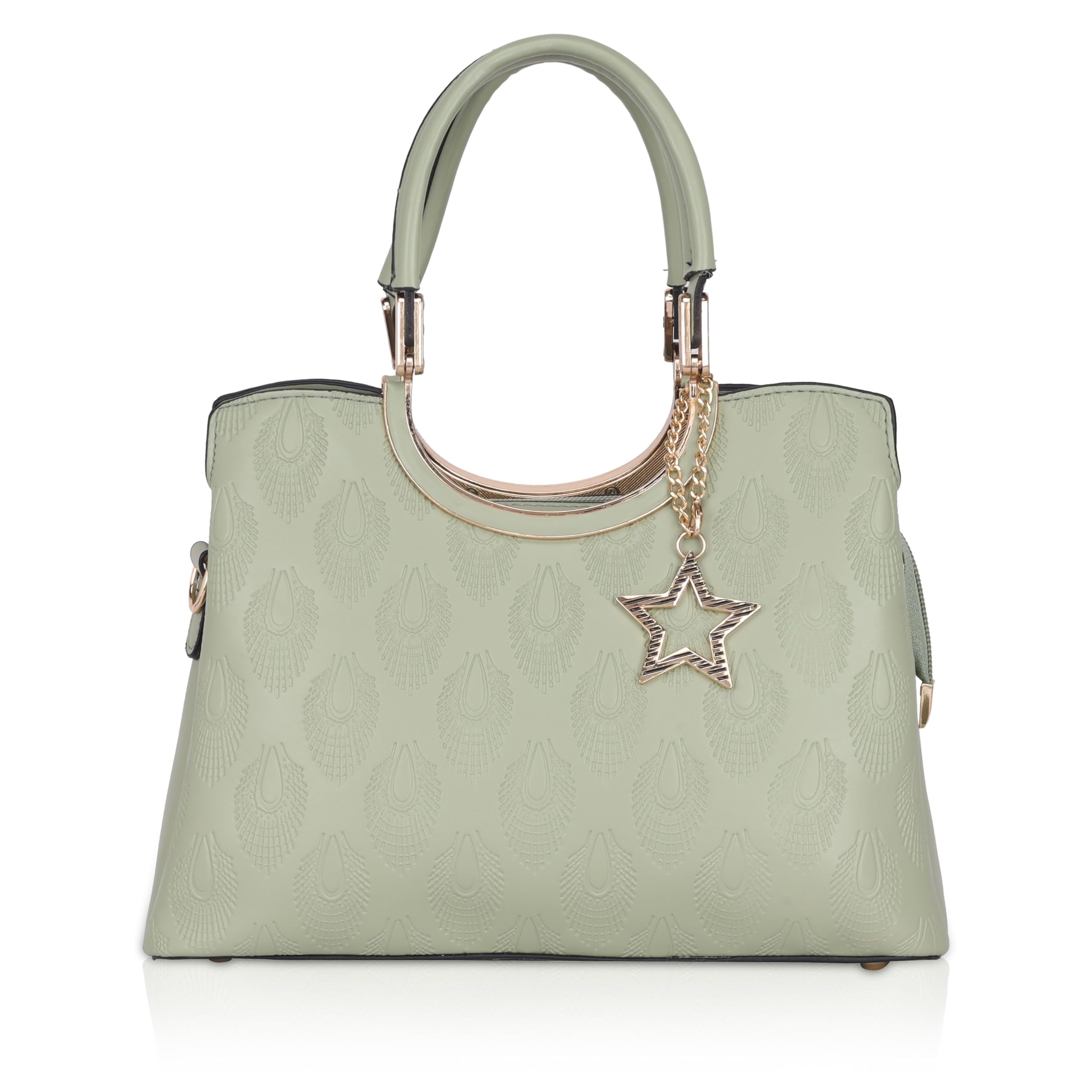 DAZZLE Pu Leather Metallic Sophistication Handheld Ladies Handbag With Metal Handle, Multi-Pockets, And Detachable Adjustable Long Belt (Green) (B0CVMST1RF) Amazon Price History, Amazon Price Tracker