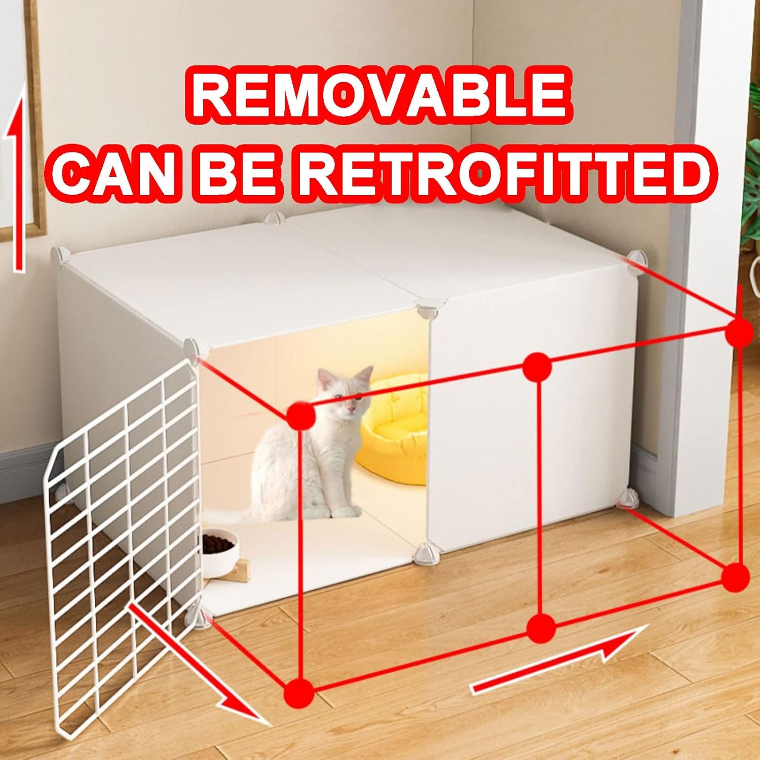 Cat Cages Indoor Large, Cat Houses in Pet Supplies,Detachable Metal Wire Kitten Crate DIY Pet Kennel Enclosures with Door Large Space and Easy to Clean (Black)