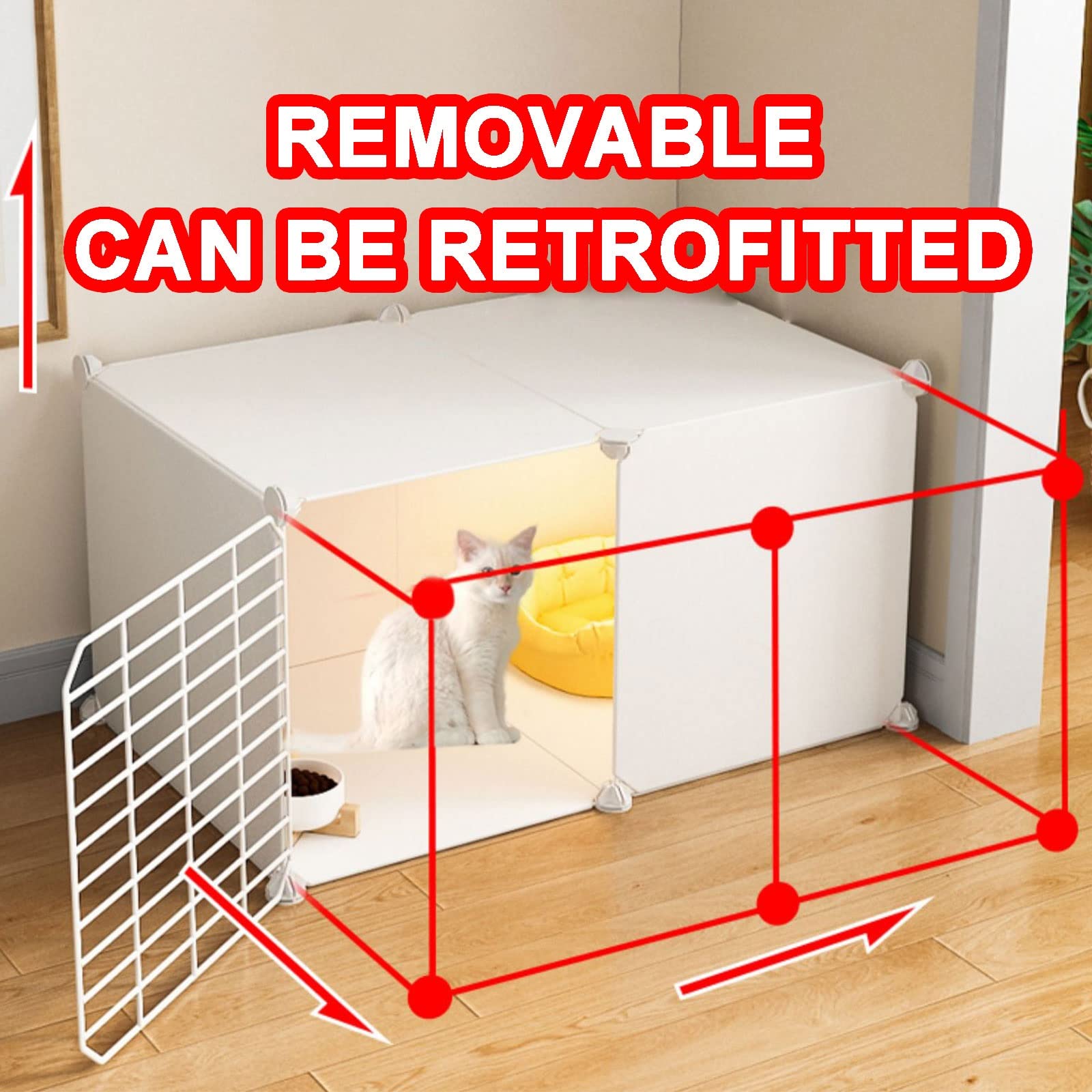 Jaulas Grandes Para Gatos De Interior, Casas Para Gatos En Suministros Para Mascotas, Jaula De Alambre Metálico Desmontable Para Gatitos, Casetas De Bricolaje Con Puerta,(Black-A-70*105*35cm)