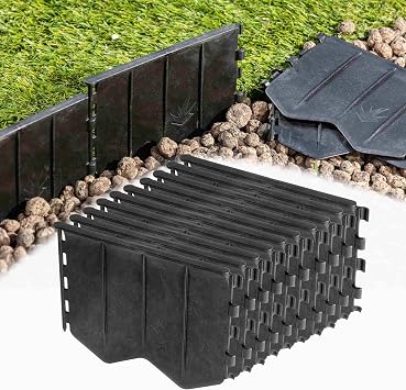 Lawn Garden Edging Border Dig - In 12CM High Flexible Flower Bed Edge and Reinforced Plastic Pegs, Professional Landscape Dividers Black, 2.5m - 8 ft