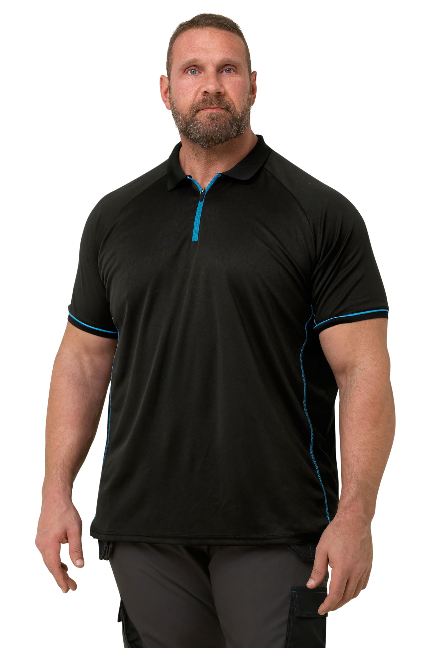 BadRhino Big & Tall Workwear Zip Polo Shirt - Men's - Plus Size Curve Black