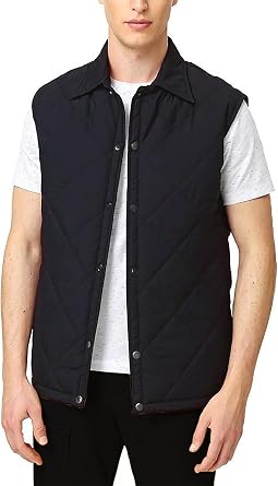 CHICAGO-FASHIONS Mens Black Cowboy Old Western Ranch Quilted Lightweight Puffer Sleeveless Cotton Vest/Waistcoat