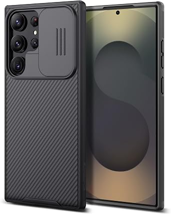 Nillkin Classic Series for Samsung Galaxy S25 Ultra Case with Camera Cover، Military Drop Protection & Thin Slim Fit & Lanyard Design & Non-Slip Protection Case for Galaxy S25 Ultra 6.9 "، Black