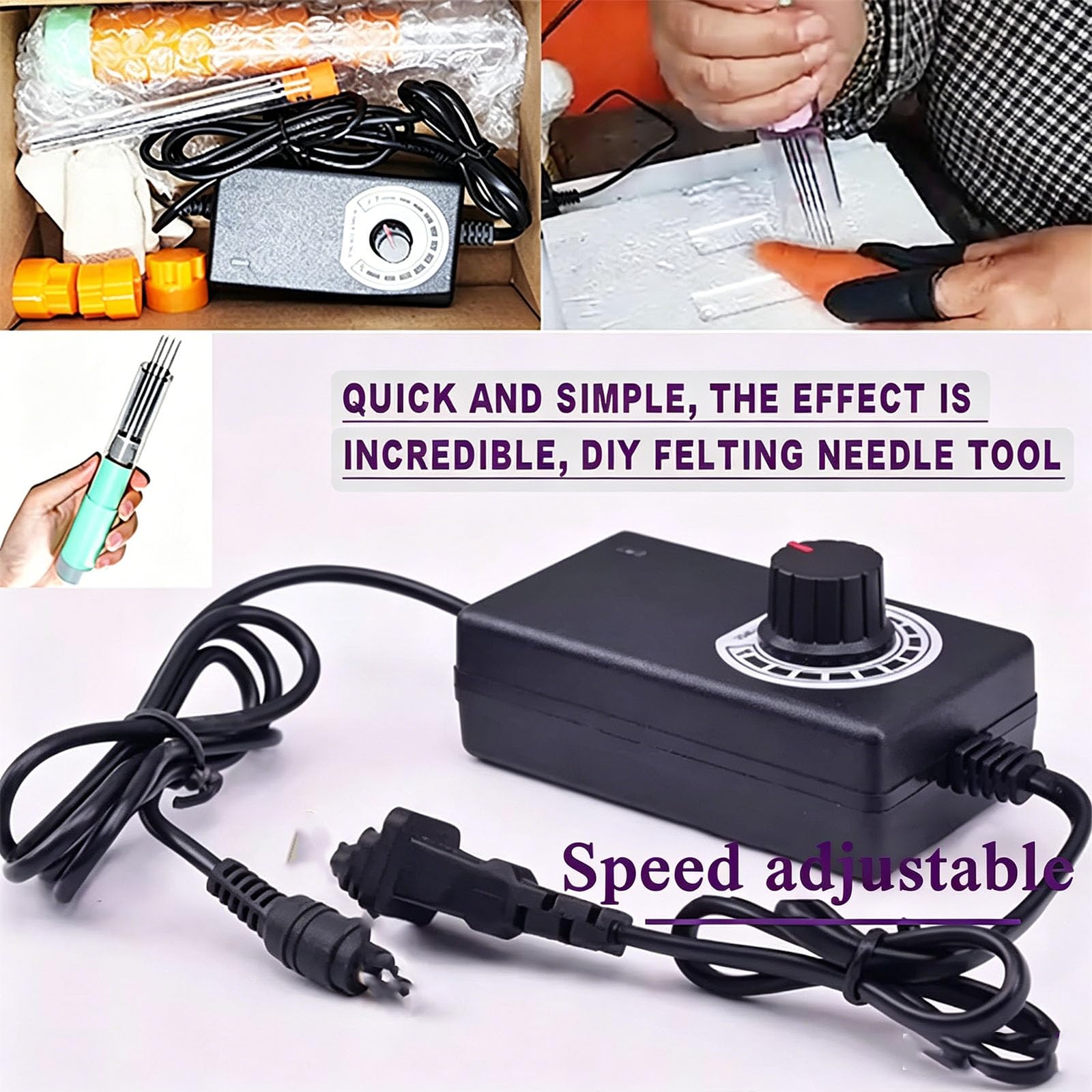 Kit De Máquina Eléctrica para Fieltro con Agujas, Herramienta para Fieltro De Lana, Velocidad Ajustable De 1 A 7 Agujas, Fácil Cambio De Agujas, Carrera De 2 Cm, para Green