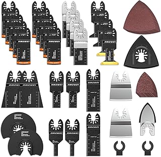 154 Metal Wood Oscillating Tool Blade, Titanium Oscillating Saw Blades with Sandpaper, Quick Release Multi Tool Blades Kits for Dewalt Ryobi Milwaukee Rockwell Fein Makita
