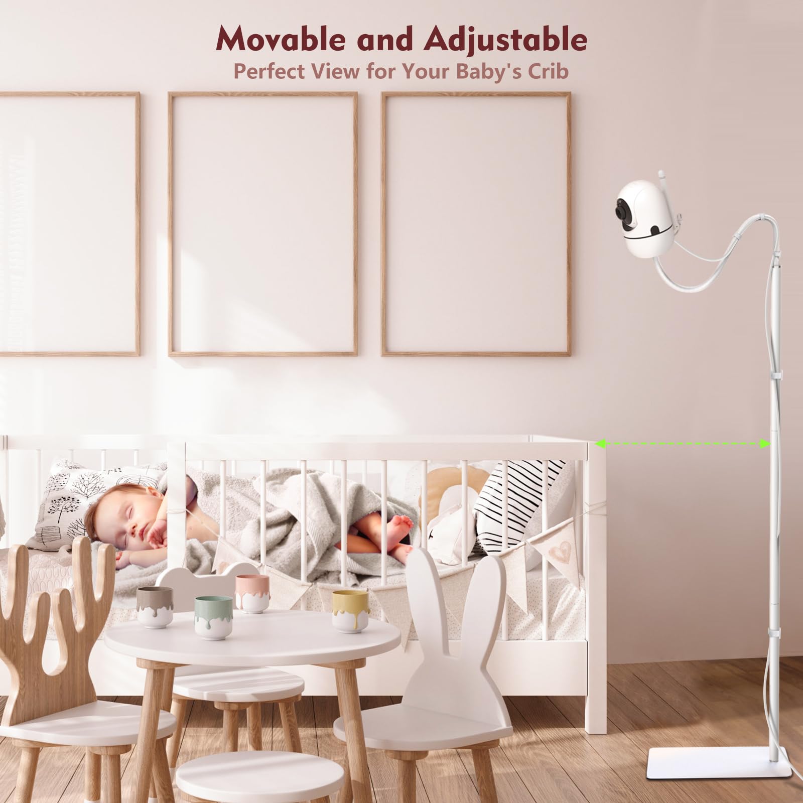 Support de moniteur de bébé compatible avec Infant Optics, Babysense, Nanit Pro, Owlet, Baby Ganibs, Bonoch, hauteur réglable de 37,4 à 68,8 cm, support universel pour caméra de bébé, sécurité pour