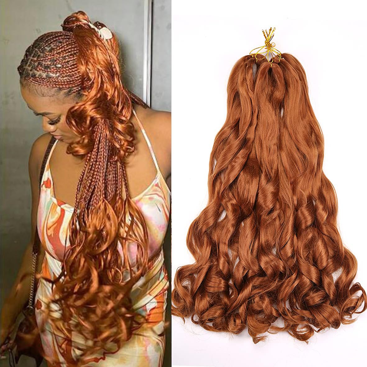 Pre Stretched Braiding Hair 20 Inch Loose Wave Crochet Braids Hair 8 packs Big wavy curly Bouncy Braiding Hair Curly Synthetic (30#, 26inch(pack of 8)