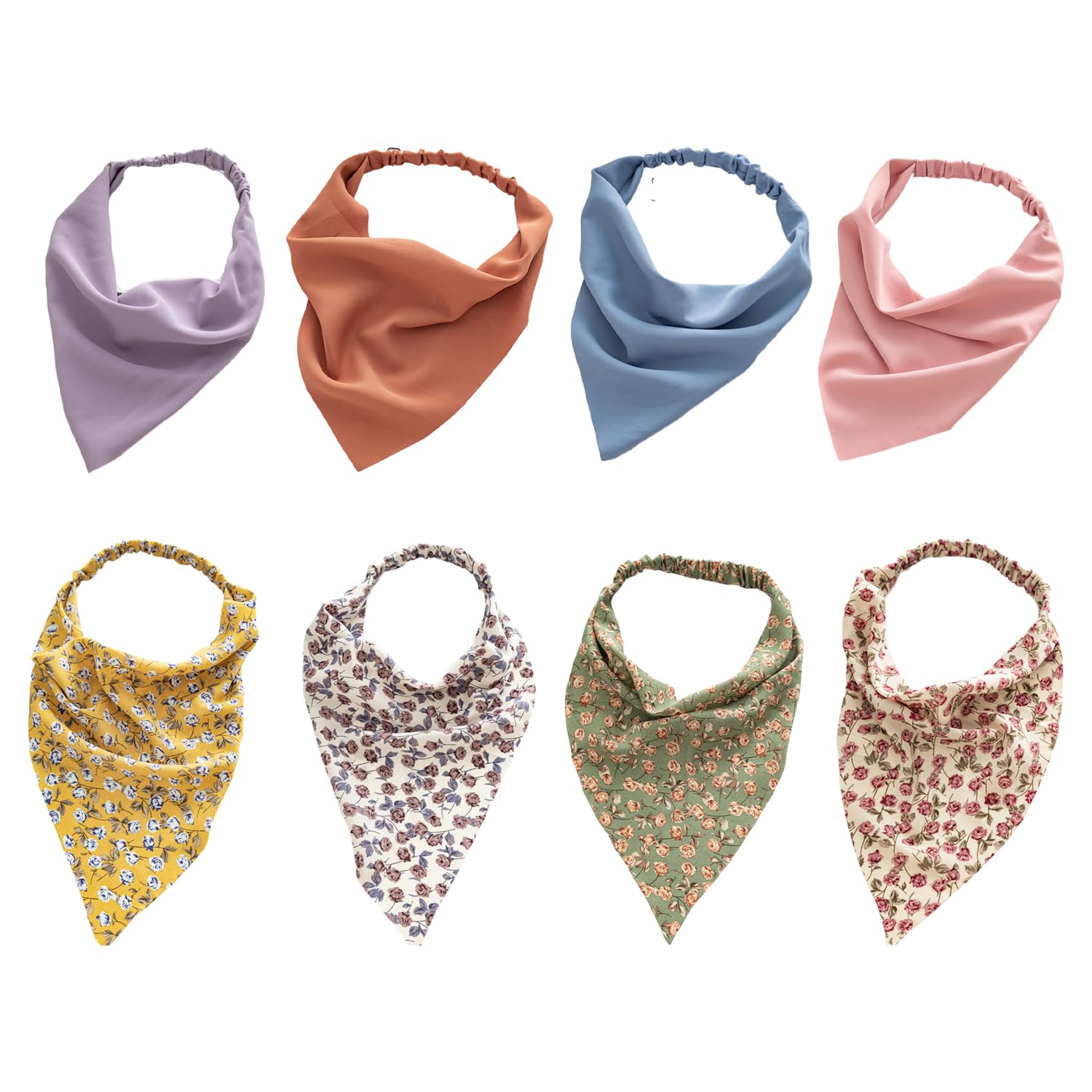 Norhogo 2 stuks tulband, stropdas, haarbanden, elastische haarsjaal, katoen, handgemaakt, gehaakte hoofdband, driehoekige bandana, dames, boho, hoofdbanden, driehoekige hoofddoeken voor vrouwen en