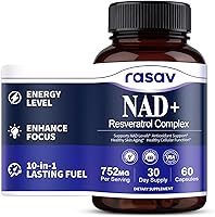 Vista 1 de Rasav Suplemento NAD 10 en 1 Extra Strength – NAD Resveratrol con CoQ10, Urolitina A, extracto de té verde y ALA – Suplemento alternativo NMN