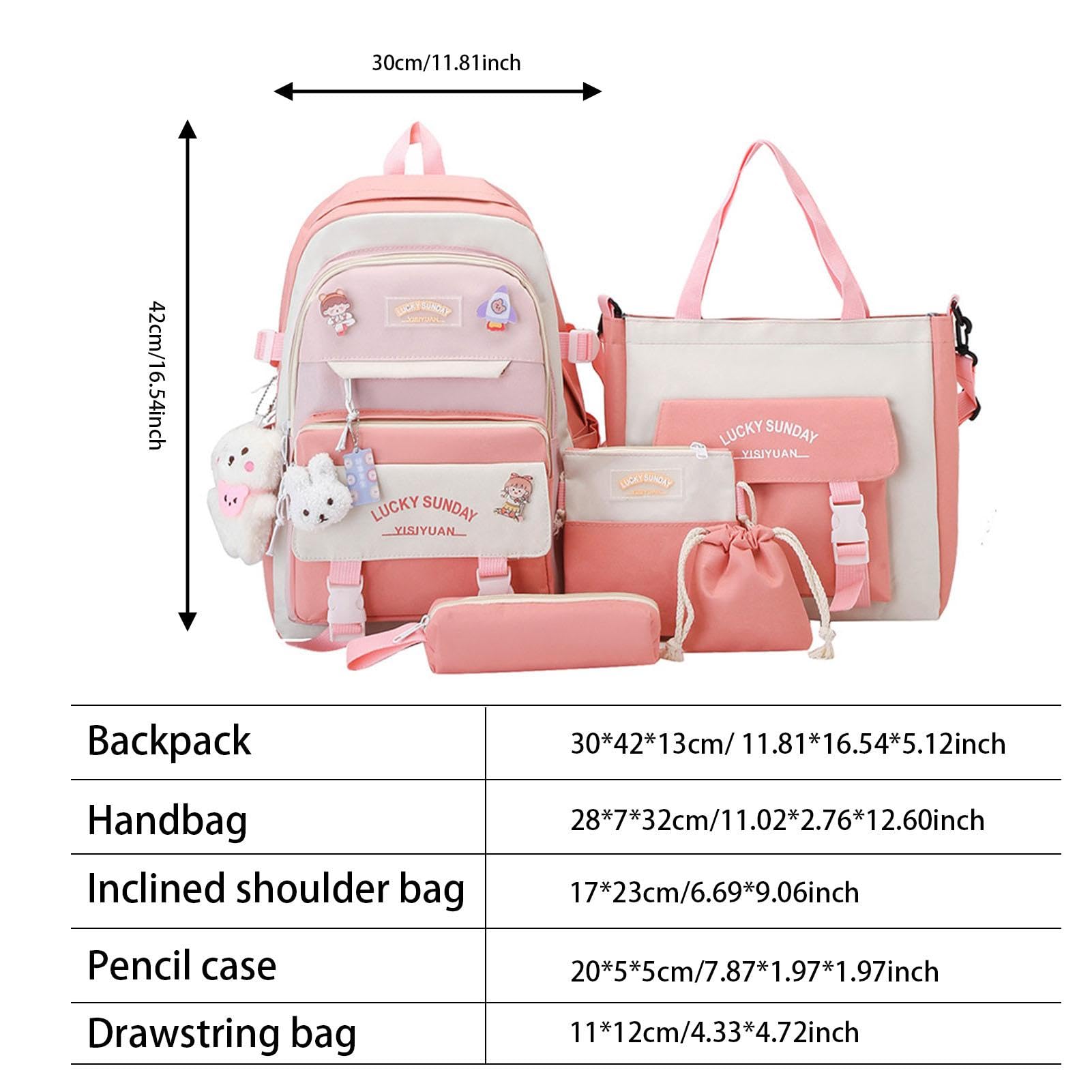 Generisch Juego de mochila escolar para adolescentes, juego combinado para mochilas de lona, mochila escolar para niños, niñas, adolescentes y estudiantes