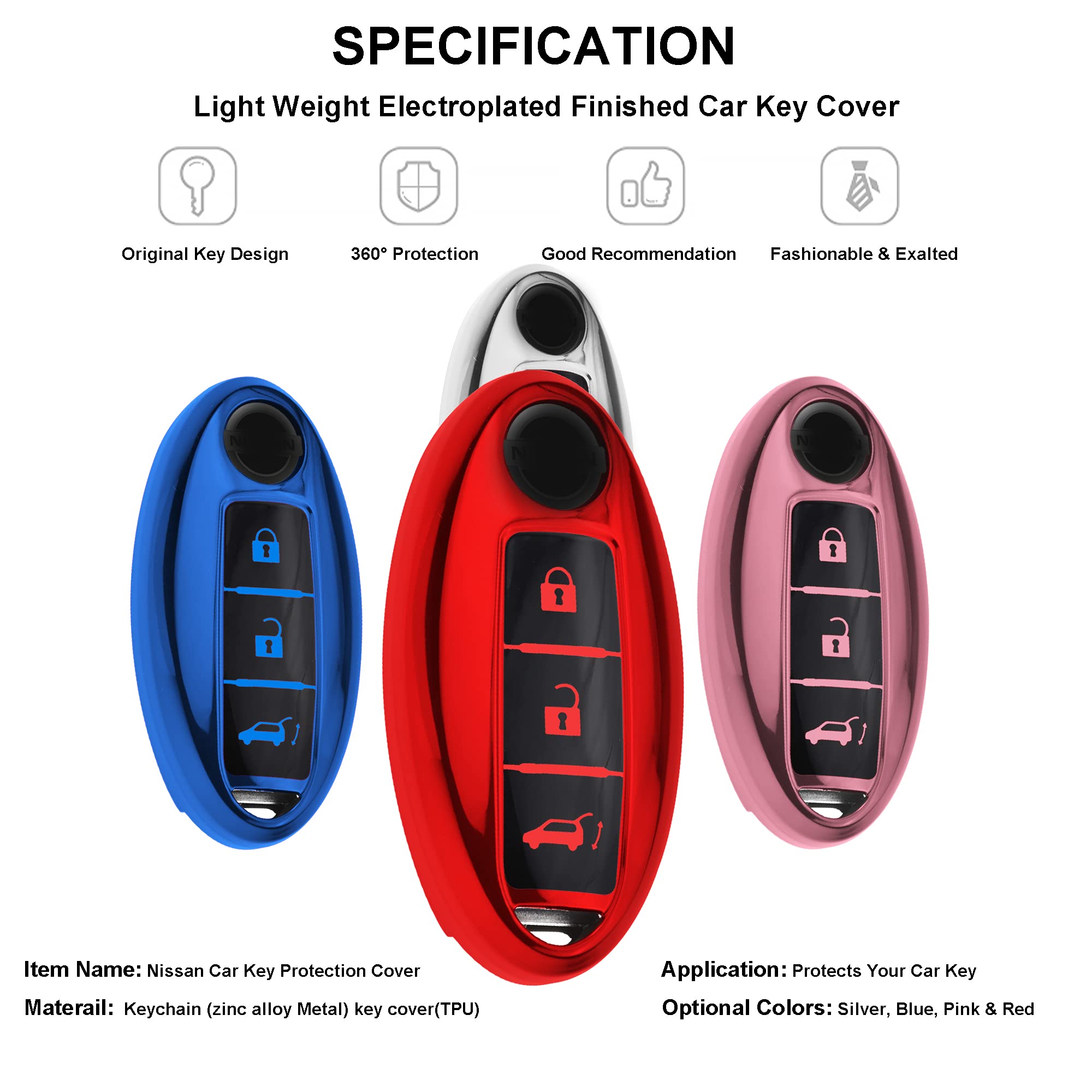 Custodia In TPU KASER Per Chiavi Nissan Qashqai, Juke, X-Trail, Micra, Murano – Rosso