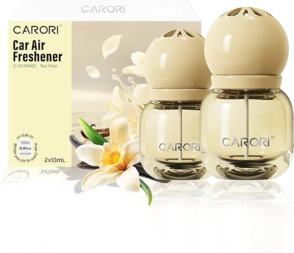 Car Air Freshener Vent Clip, Car Fresheners Long Lasting Scent (13ml x 2 Pack), Up to 180 Days, Air Freshener Deodorizer Odor Eliminator for Auto - Vanilla Perfume