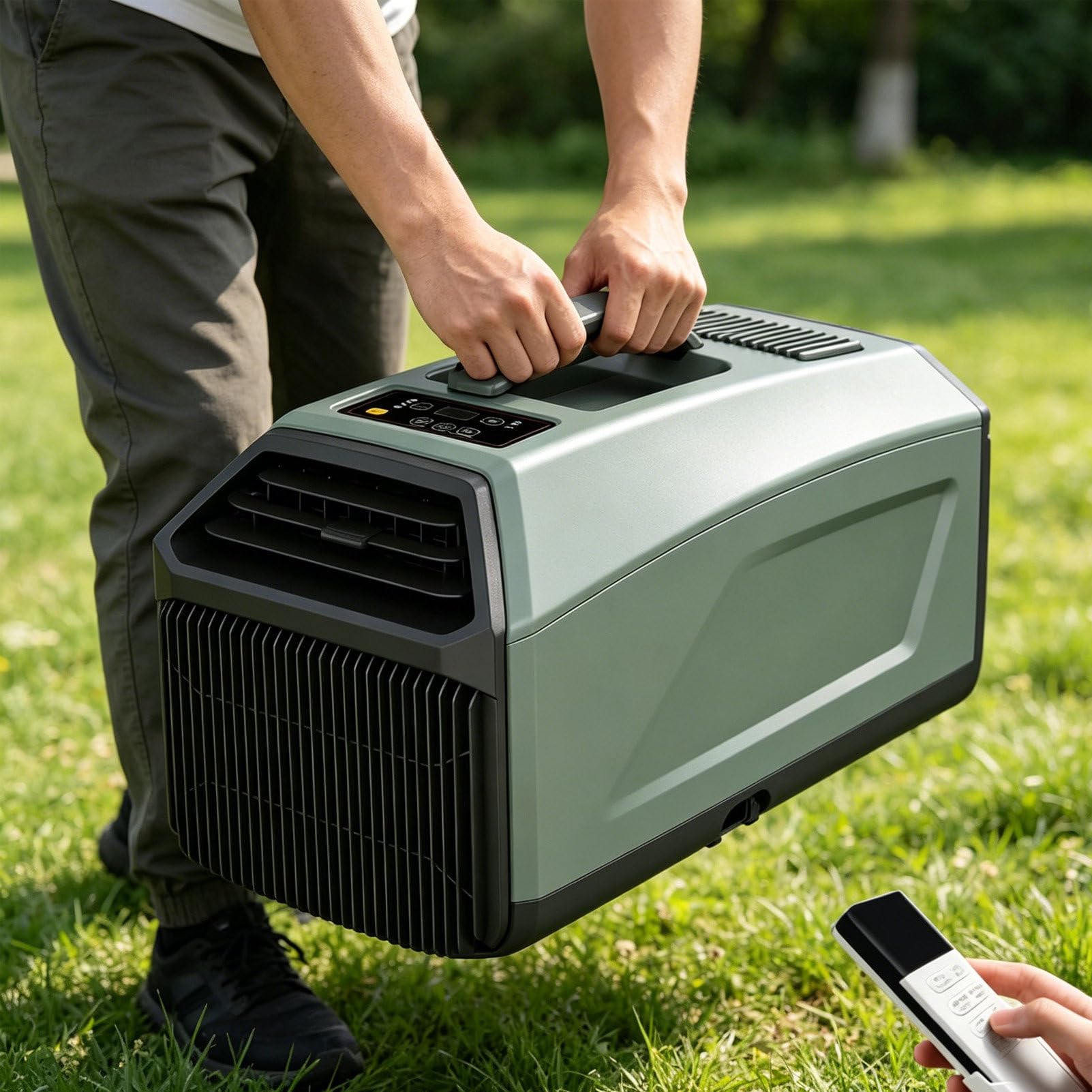 Pvxa 5100 BTU Camping AC, Portable Tent Air Conditioner, 4-in-1 Quiet Frees Standing 650W Low Power with Dehumidifier & Fan, Cools up to 86 sq ft, for Tent, RV, Cool Green-1300W
