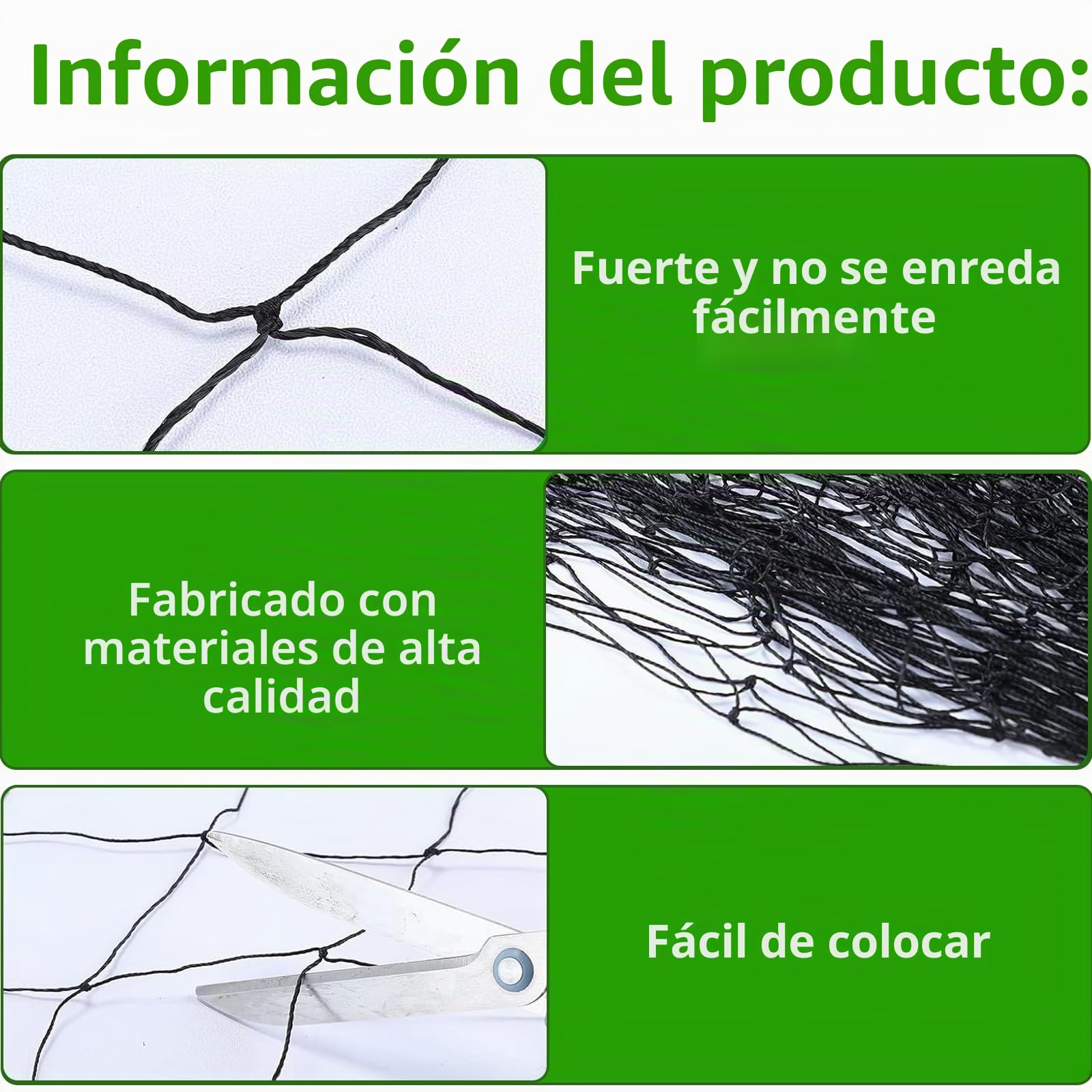 15 m x 15 m Malla Antipajaros, Malla Antipalomas Negra, Red de Protección | para Pájaros Protección de Plantas, árboles, Frutas, Verduras, Estanque, Control de Aves( 2.5 x 2.5 cm)