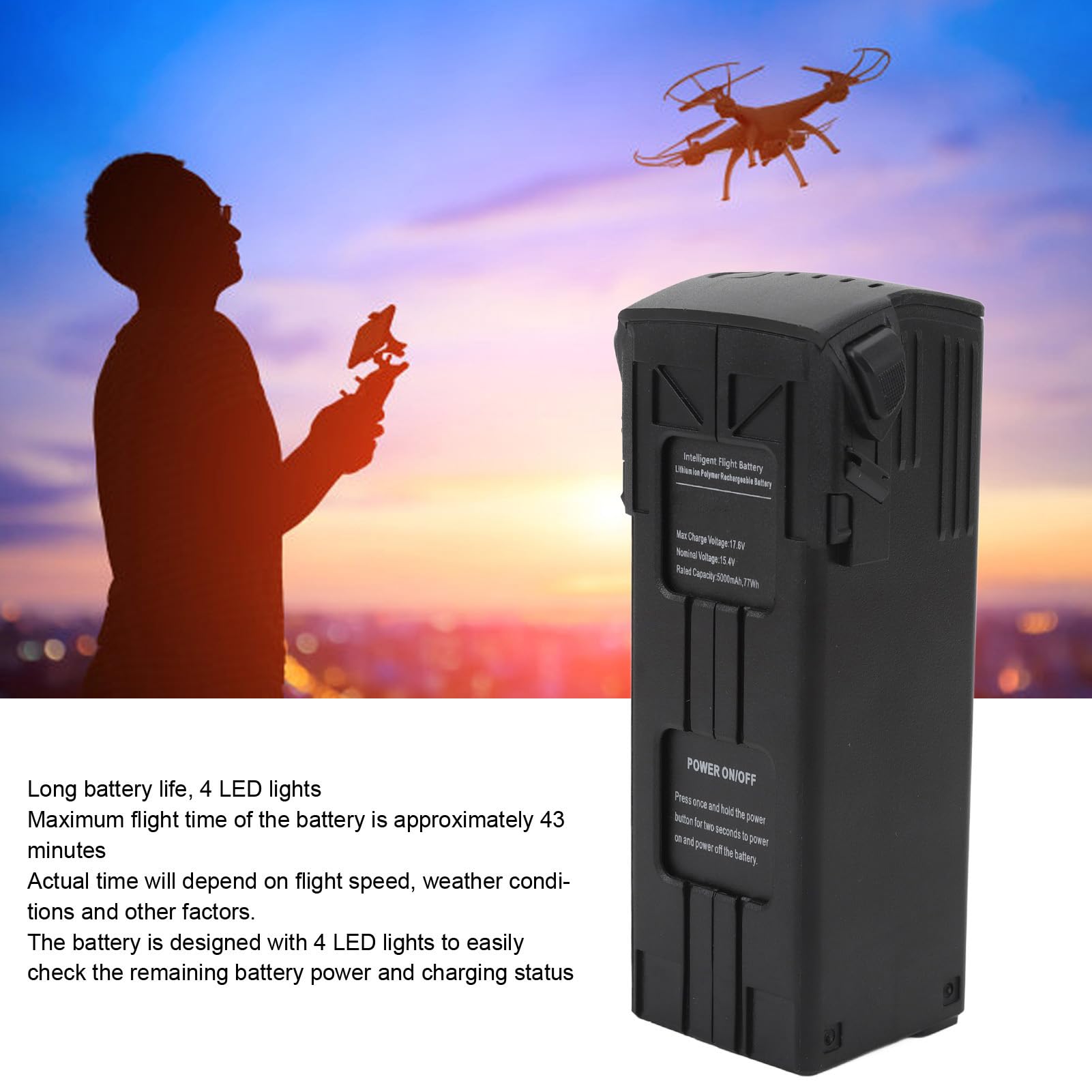 Batería de Vuelo Inteligente, para 3 3 Pro 3 Cine 3 Classic 3 Pro Cine Batería de Repuesto, Batería de Drone RC, 5000mAh 43min Tiempo de Vuelo