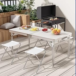 Folding Camping Table Set with 4 Folding Stoo...,