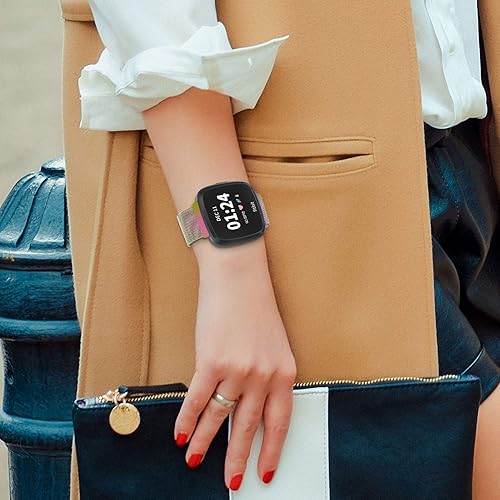 Miniatura 5 de Limque Bandas magnéticas compatibles con Fitbit VersaVersa 2Versa LiteSE, pulsera de repuesto ajustable de metal para reloj inteligente Fitbit