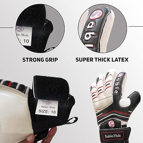 Miniatura 3 de Guantes de portero Sable  Guantes de portero de fútbol acolchados tiras de dedos reforzadas de látex alemán suave profesional y de entrenamiento