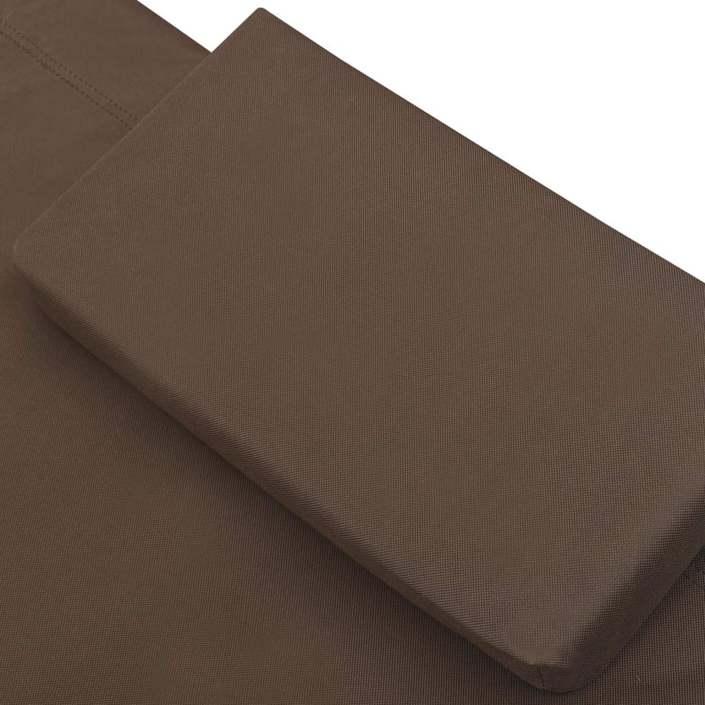 Lettino da Esterno con Baldacchino e Cuscino Marrone, Letto Relax da Giardino con Ombrello, Poltrona Pieghevole in Acciaio, Divano da Spiaggia per Patio, Piscina, Atmosferici, 200x90x112 cm