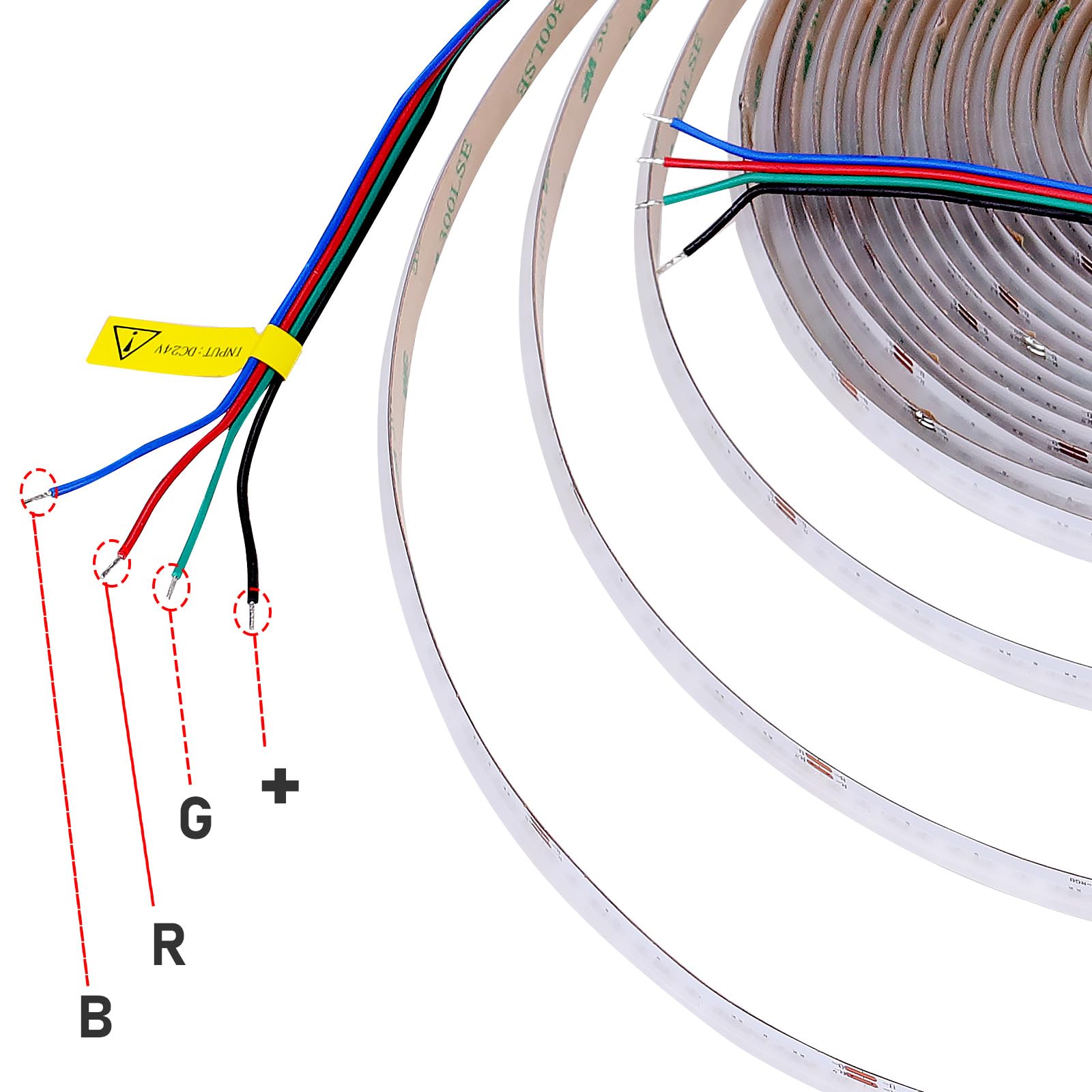 GOMING Rutyna Taśma LED COB RGB 24V 10M 576LED/M 14W/M Wysoka Jasność Jednolite Światło IP20 Nie Wodoodporny Elastyczny Pasek LED dla DIY Dekoracja Domu(Zasilacz i Kontroler nie są Dołączone)