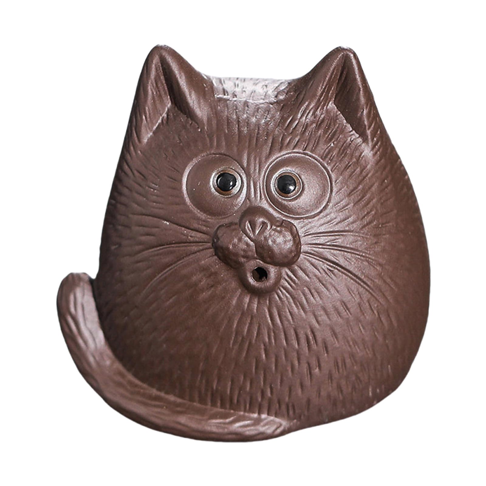 HZBB Exquisites Cats Figurine Incenses Stick Holder Stand Zisha Clay Animal Statue Sculpture for Ritual Ceremony Collectors Table Decoration