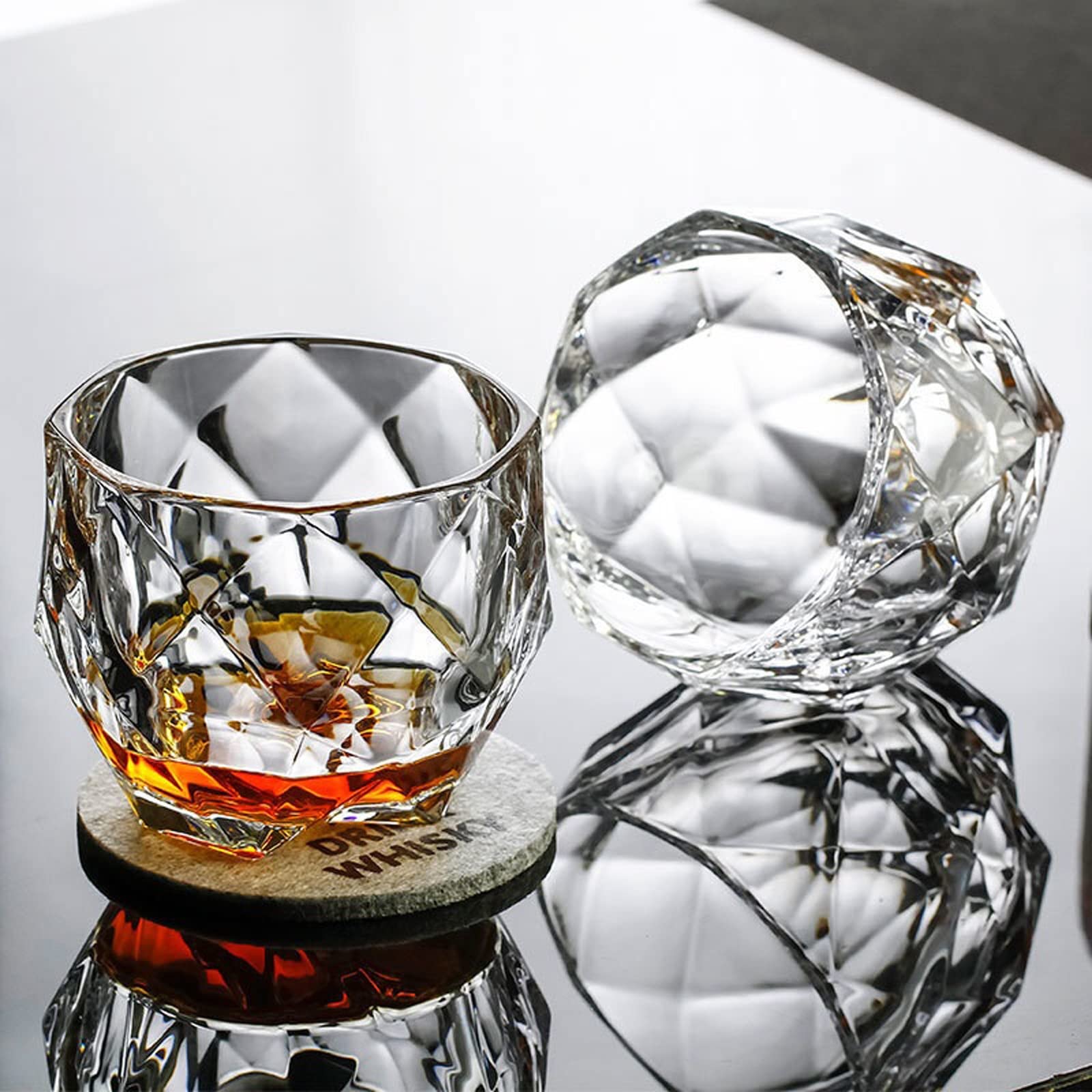 Szklanki do wody Szklanki do picia Szklanki do whisky Diamond Cut Whisky Prism Crystal Old Fashioned Glass Vodka Tumbler Chivas Wine Cup Szklane kubki (Rozmiar: 350 ml, Kolor: 2 szt) (1 szt 350 ml)