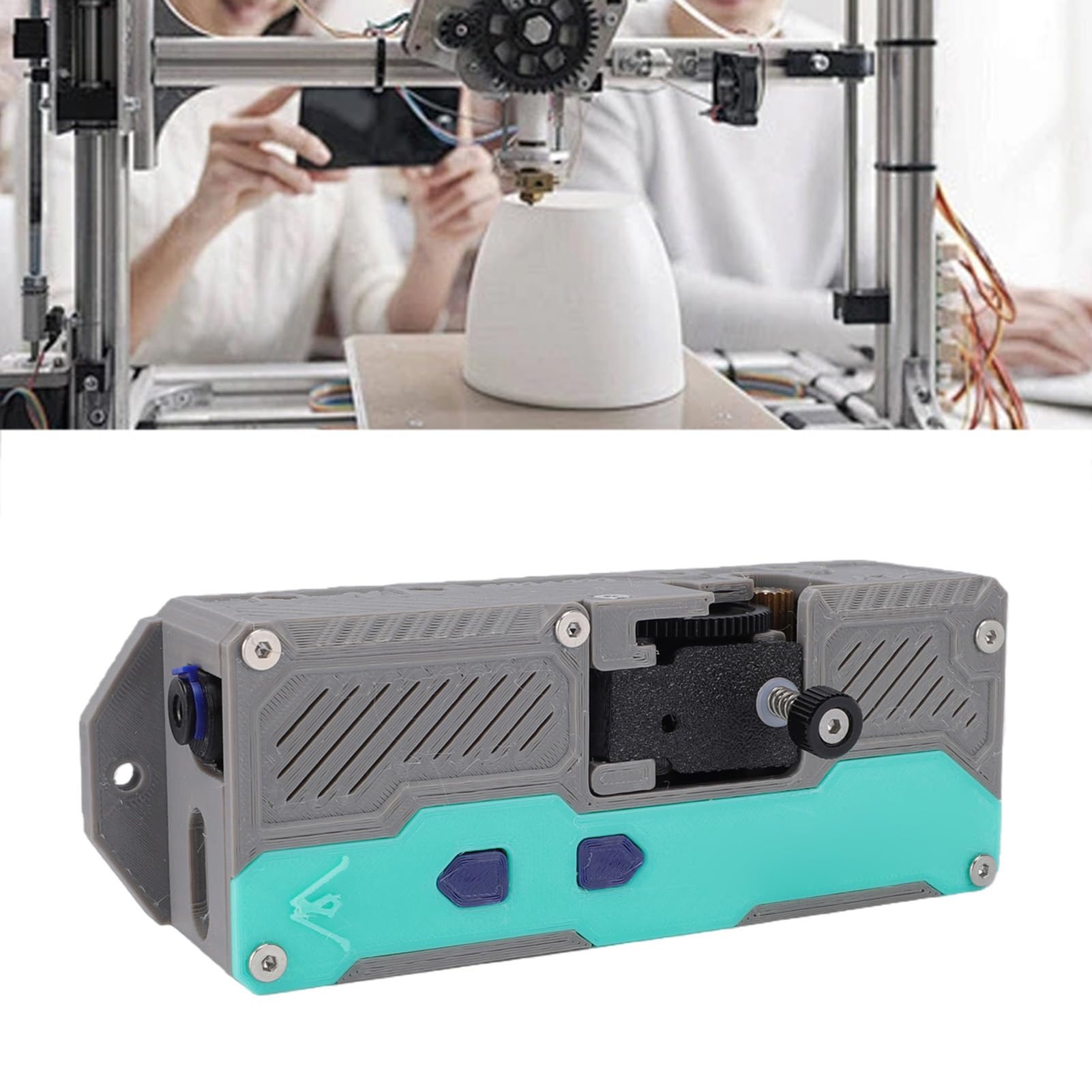 XUMIUZIY Bufor żarnika do Drukarki 3D o Niskim Poziomie Hałasu z Automatycznym Podawaniem i Cofaniem Zapewniającym Stabilne Drukowanie - materiał Metalowy