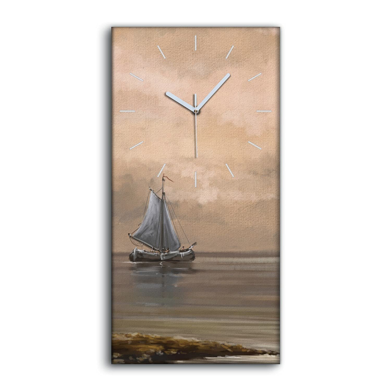 Horloge sur Toile Art Moderne Navires de Pêcheurs Tableau Salon