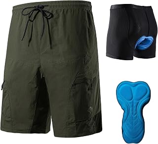 Pantalon Corto Ciclismo Hombre Pantalon Bicicleta Hombre MTB Pantalones Ciclista Acolchado con Calzoncillos Ciclismo con Badana