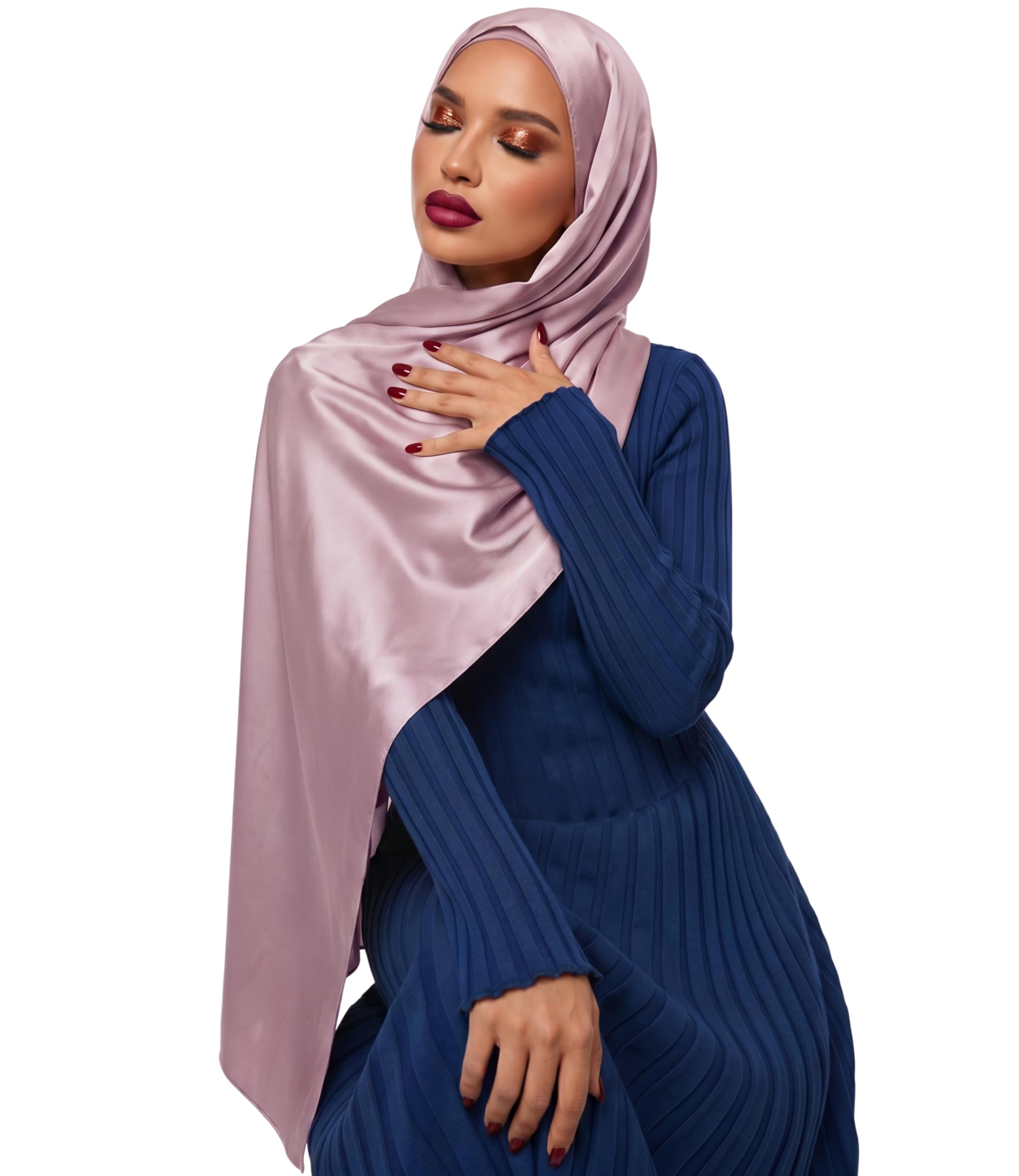 Satin Scarf - Ladies Scarves, Shawls & Wraps - Satin Hijab - Dusty Pink