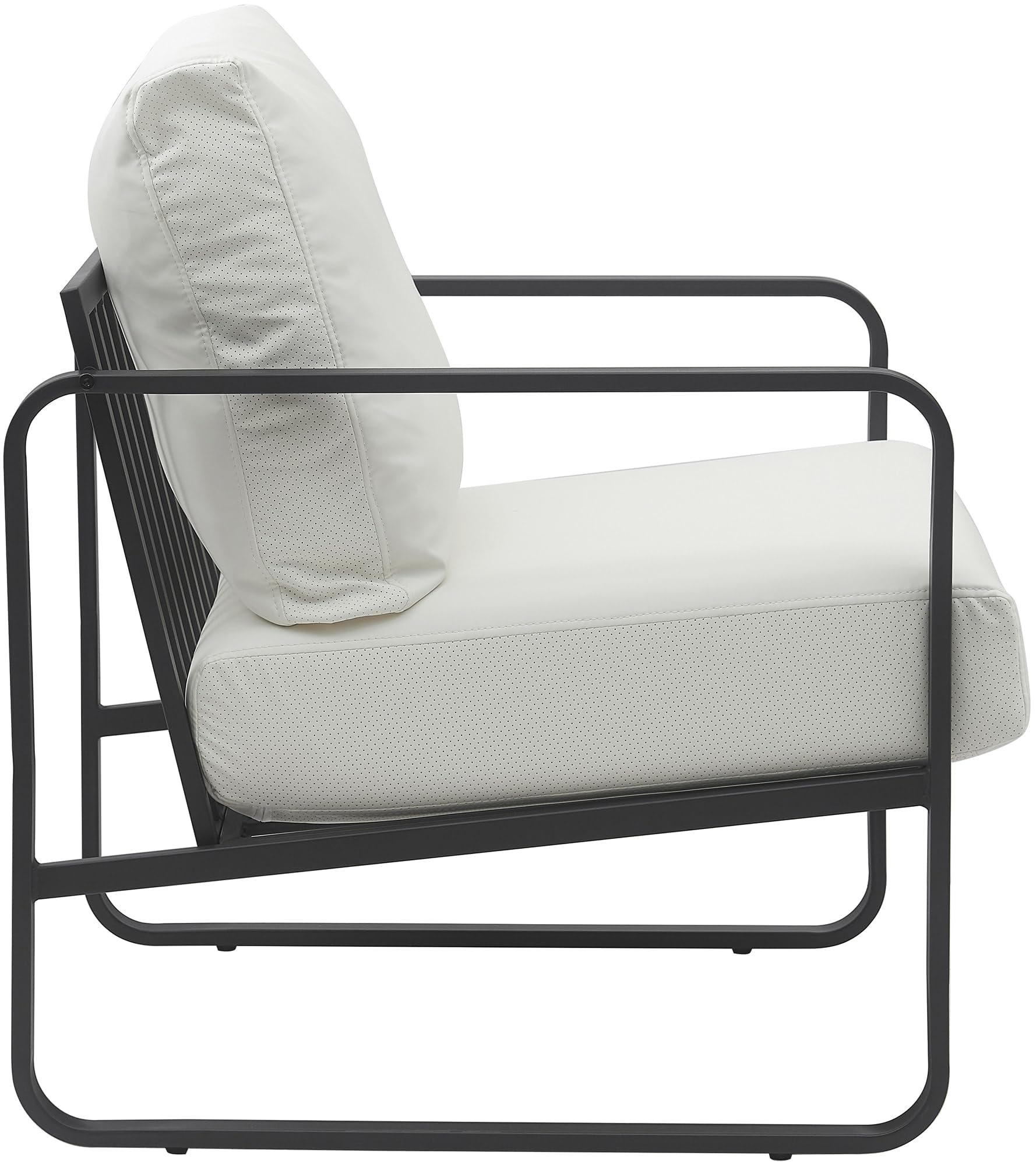 CLP Lounger Manea I Poltrona relax in ecopelle o tessuto I Con robusta struttura in metallo I Poltrona club imbottita, Colore:bianco, Materiale:Ecopelle