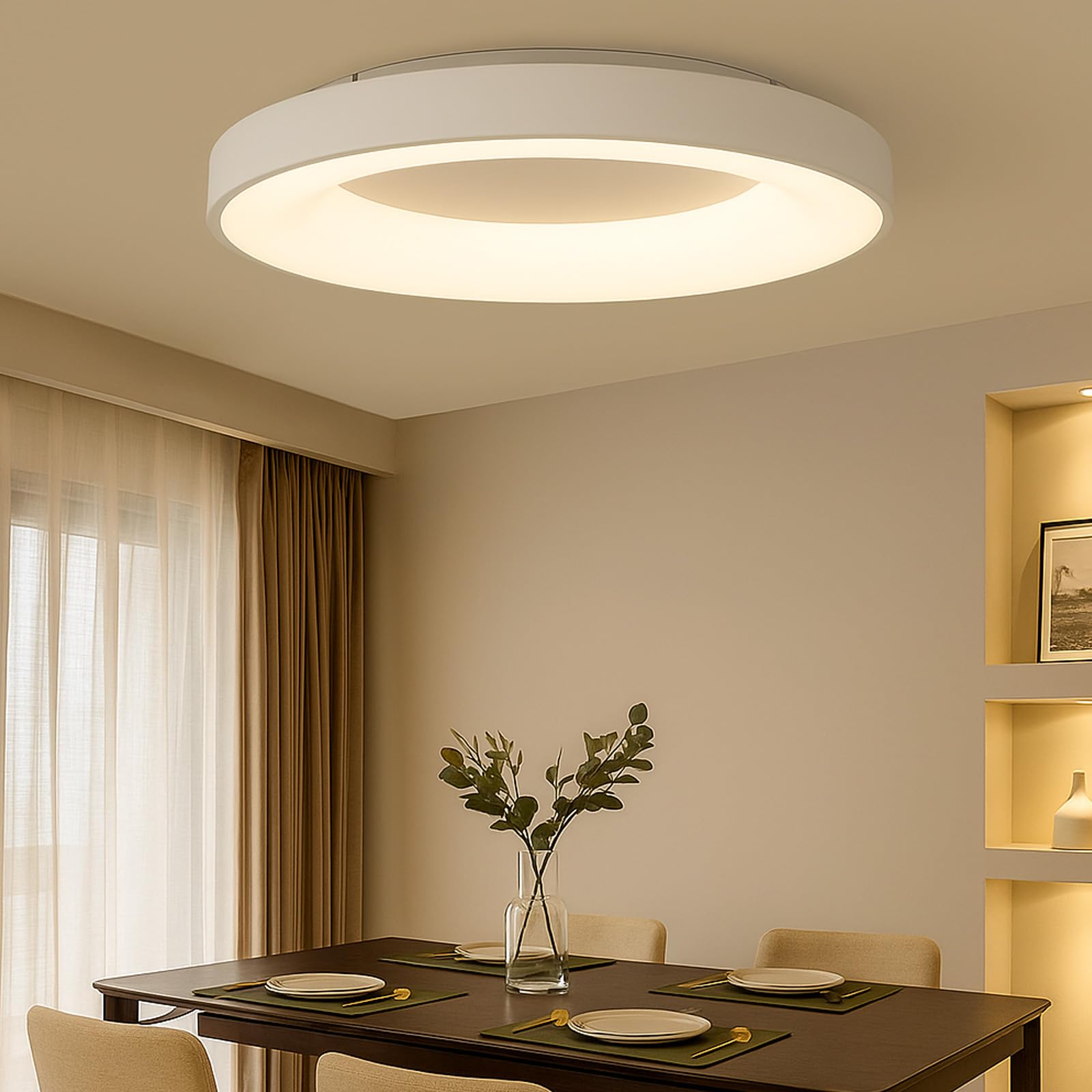 Alpinaluz Plafón LED Techo Ø50 cm 40W 5000lm en Acero Blanco Mate – Selector de Color CCT 3000K/4000K/6000K – Luz Blanca Regulable – Diseño Moderno para Salón, Dormitorio, Cocina