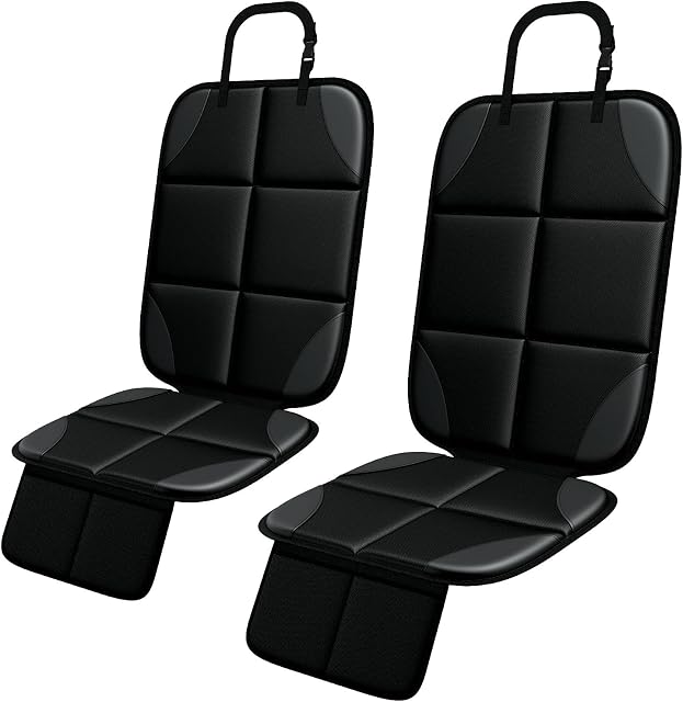 Protecteur de siège auto MHO+Tous 2 Pack Auto pour les sièges de voiture bébé enfant - grand CarSeat Tapis de saveurs assis avec imperméable 600D Tissu & 2 Poches de stockage, essai de choc approuvé