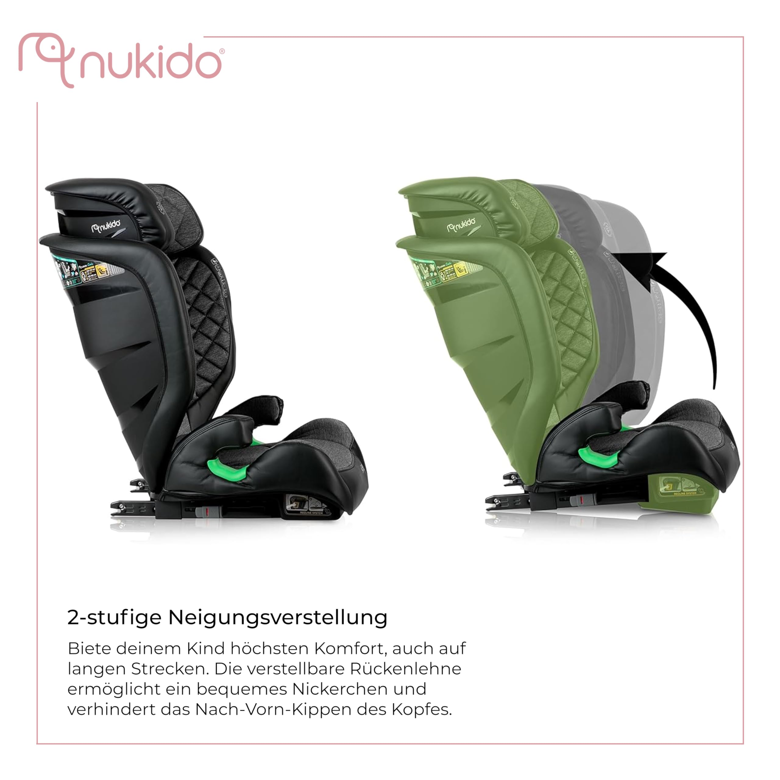 Nukido Kindersitz Kinderautositz 15-36 kg ISOFIX Kopfstützenverstellung Neigungsverstellung Dunkelgrau