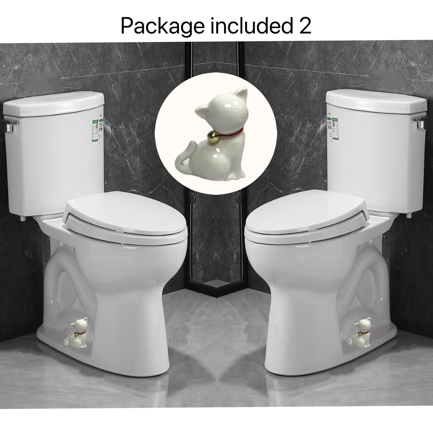 2 Pcs Cat Ceramic Covers, Cute Animal Ceramic Toilet Bolt Decorative for Bottom, Decorative Toilet Knob Cover Easy Installation