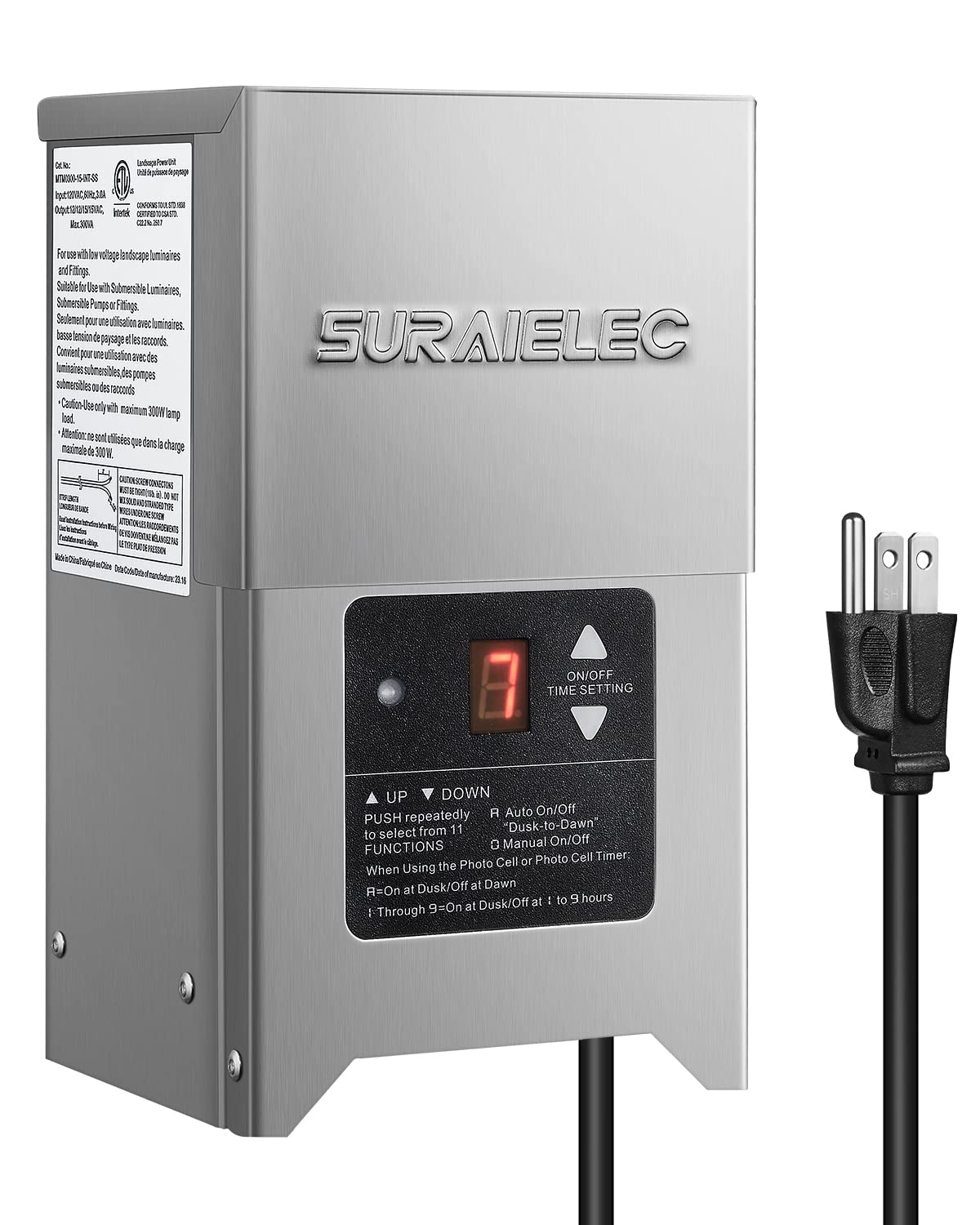 Suraielec Low Voltage Landscape Transformer, 300W Outdoor Light