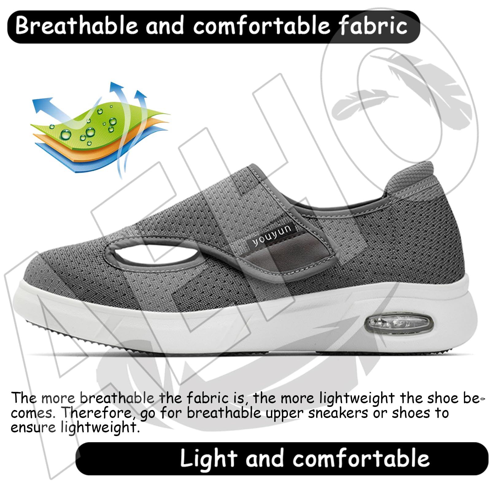 AEHO Zapatos Mujer Ancho Especial Deportivas Hombre Especiales para Juanetes de Zapatillas pie Diabetico Fascitis Plantar Caminar Zapatilla Sanitaria,Azul,40 EU