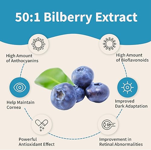 Miniatura 6 de Suplemento de protección ocular con extracto de arándano, luteína, zeaxantina, astaxantina y betacaroteno - Apoya los ojos secos, la salud de la