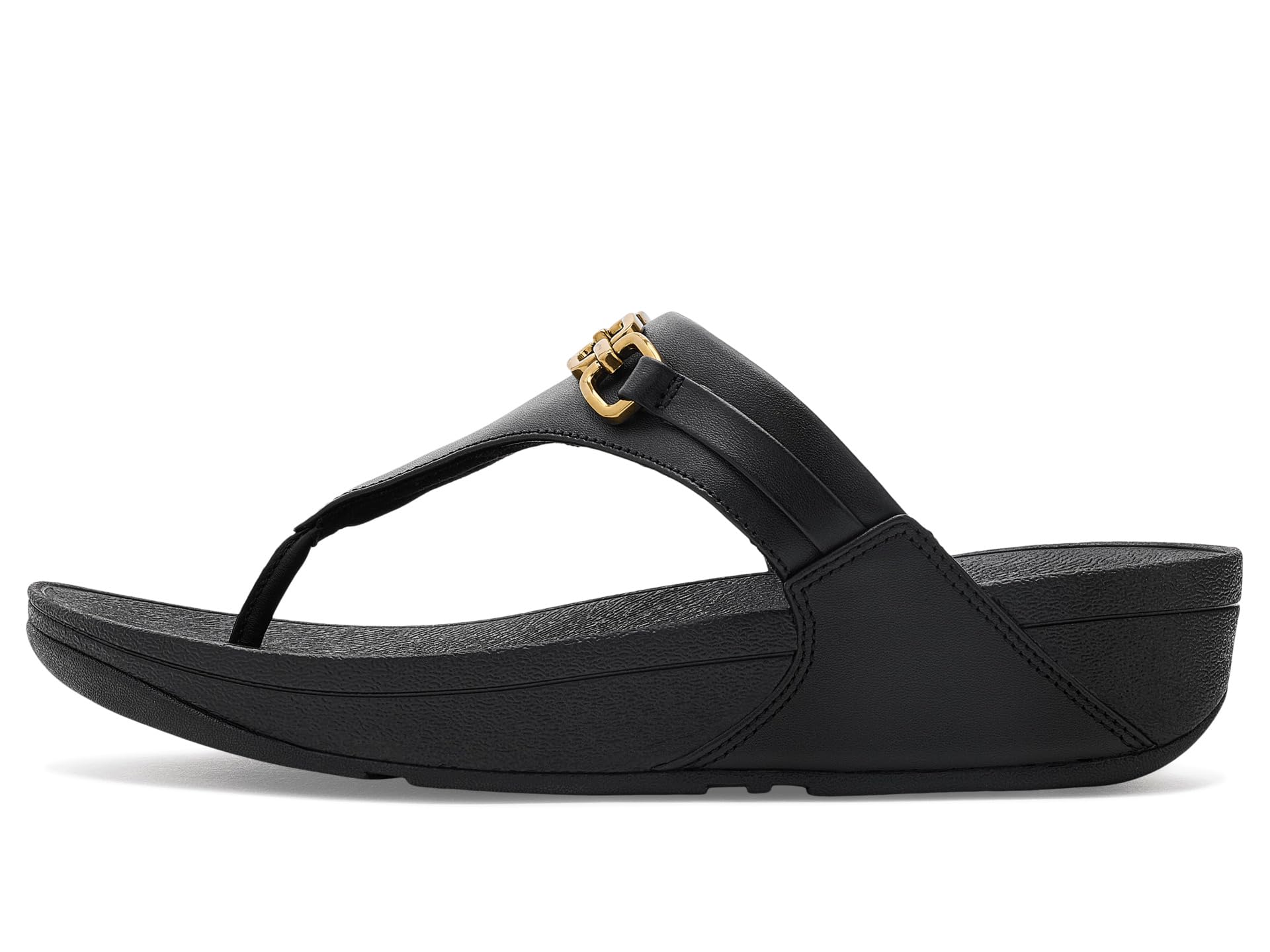 Fitflop Lulu Square-chain Leather Toe-post Sandals SandaleFemme | Tongs confortables d'été décontractées avec semelle extérieure en caoutchouc antidérapant