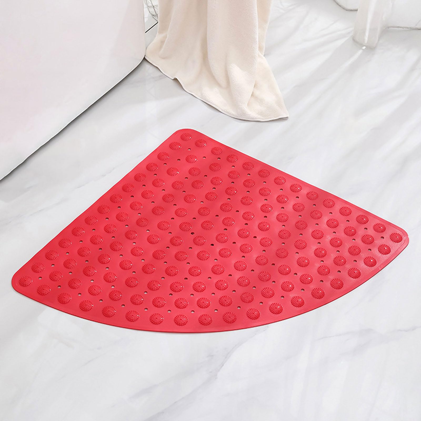 RobustWeg Quadrant Loofah Shower Mat With Drain,Loofah Sector Bath Mat,Quadrant Shape Shower Mats,Anti Mould,Quick Dry,Easy To Clean,massage,Quadrant Shape Shower Mats For Inside Shower.