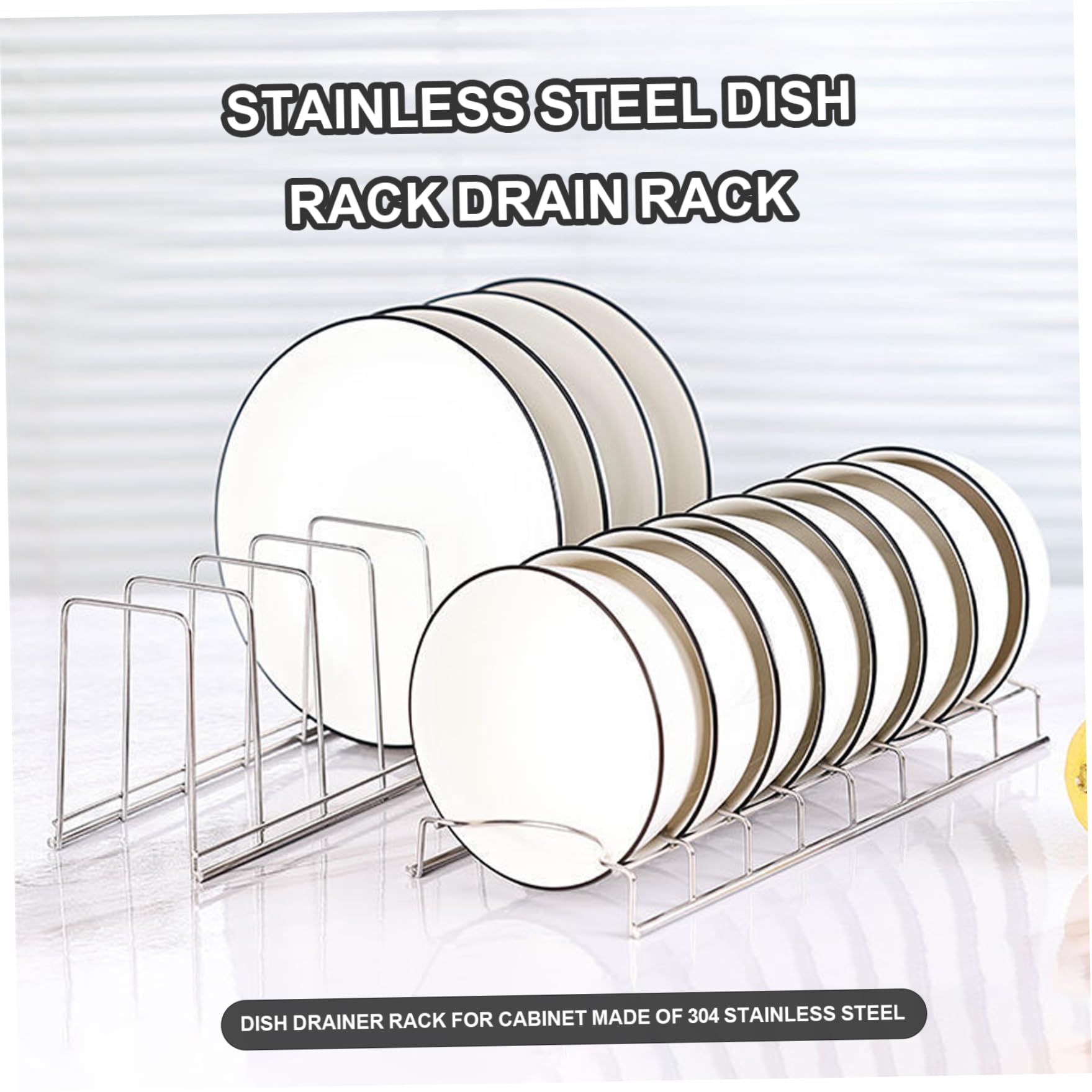 2-Piece Stainless Steel Dish Rack & Bowl Rack Set - Space Saving Cupboard Organizer, Silver