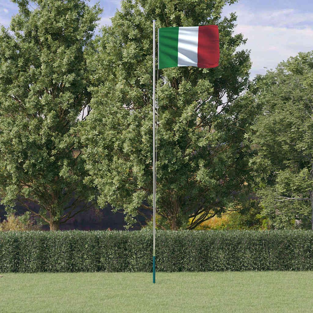 Drapeau de l'Italie avec mât en aluminium Solivagant pour célébrations et jardins