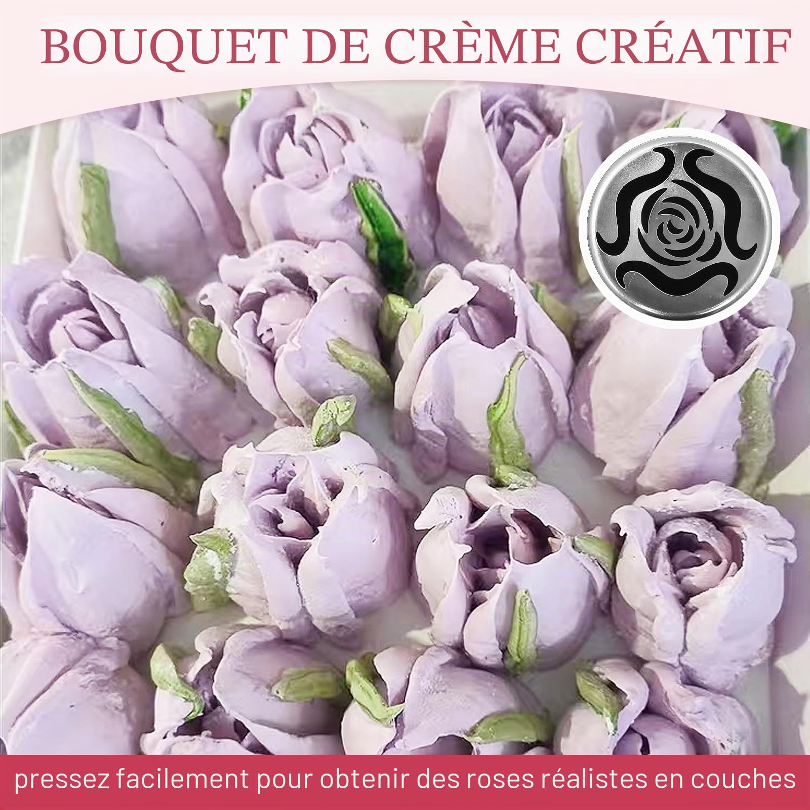Lot de 6 douilles russes extra larges en acier inoxydable pour décoration de gâteaux, crème glacée, bouquet de fleurs, biscuits