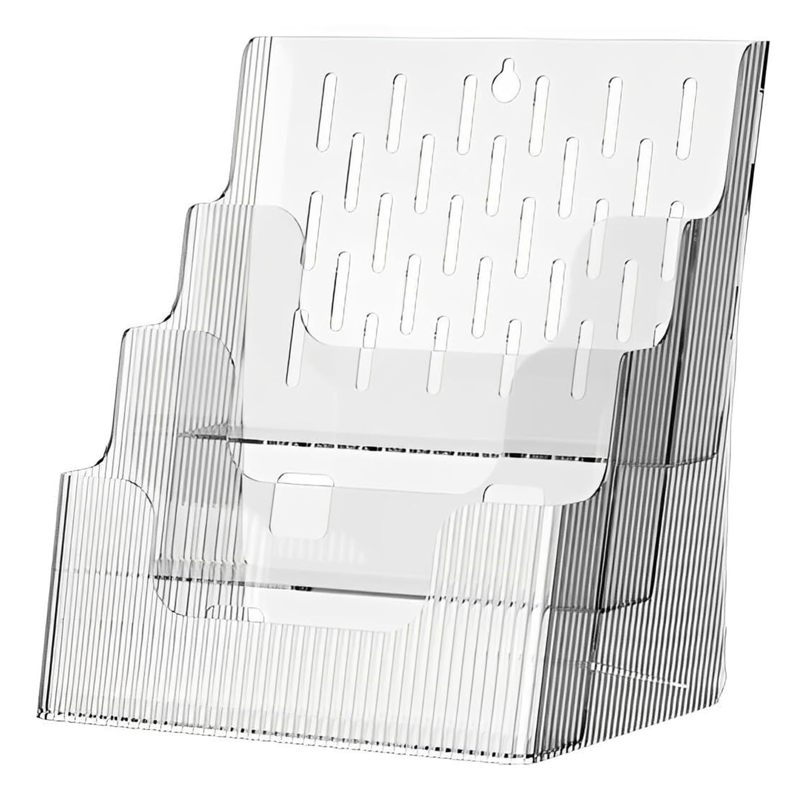 Ptasccne Plastic 3 Tier Magazine Holder Wall Mount Desktop Brochure Magazine Rack for Display Literature Brochures magazine rack
