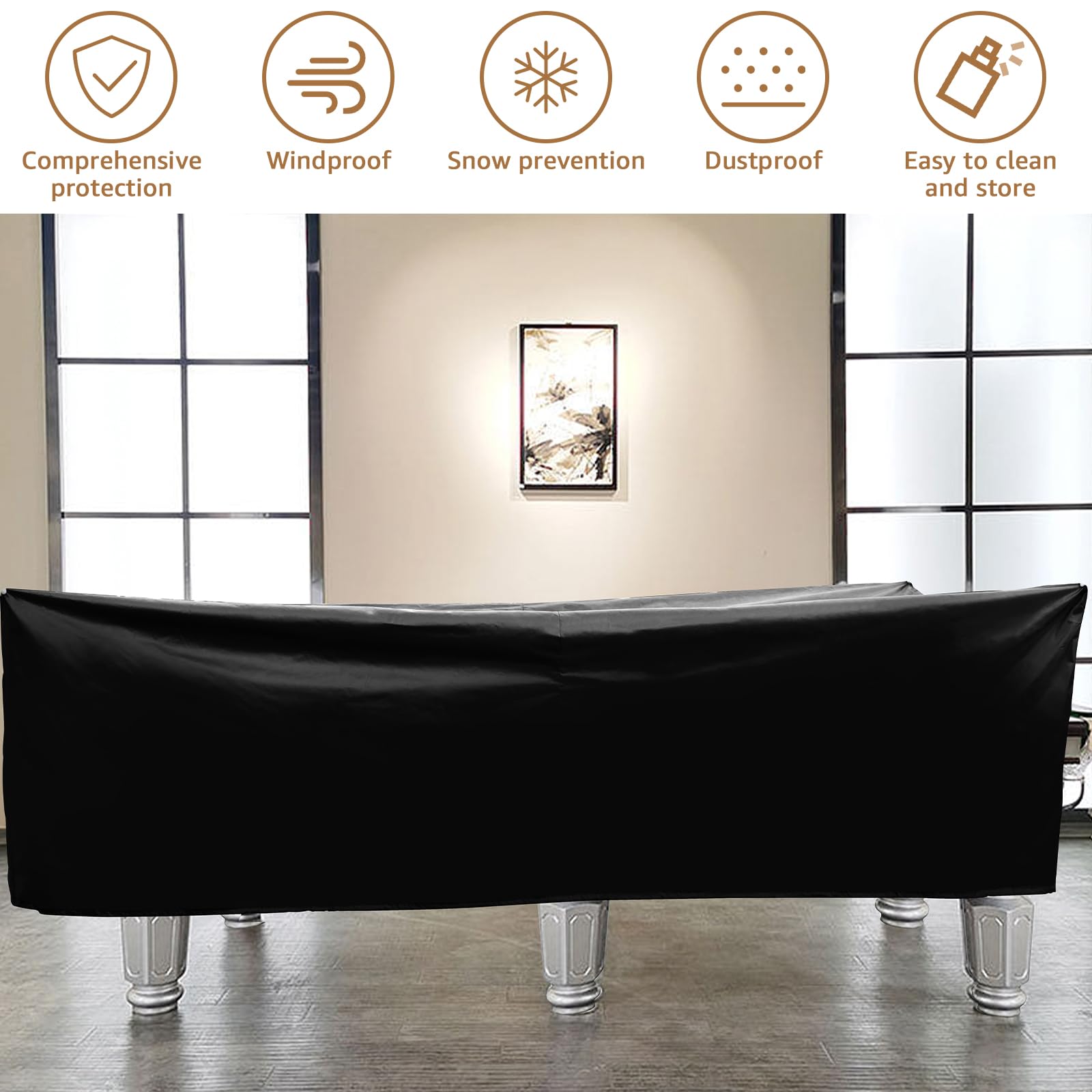Housse De Table De Billard Imperméable PVC - Taille 276x169 Cm - Noir, Résistante à L'eau Et Poussière