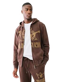True Religion Men's Crackle Zip Up Hoodie, Jave, S at Amazon