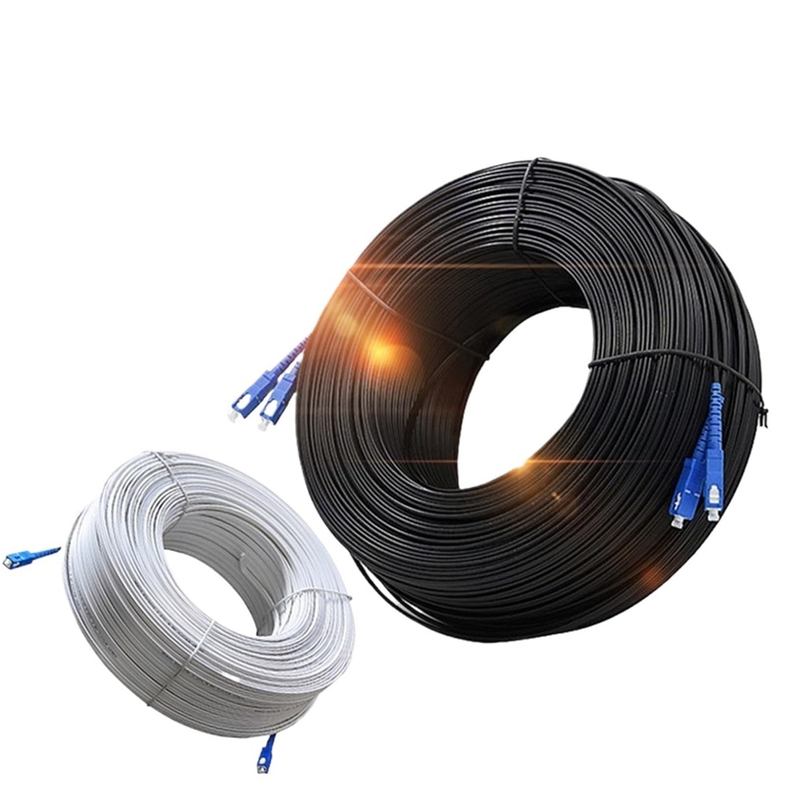 SCA-SCA Câble de raccordement à fibre optique 2C pour usage intérieur, 100 à 200 m (120 m, 2 fils, noir, SCA-SCA)