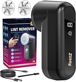 Ziitty Electronic Lint Lever, Comes with 3 Blades of 6 Free, LCD Display, Type-C Charging Cable, Small Brush, Suitable for...