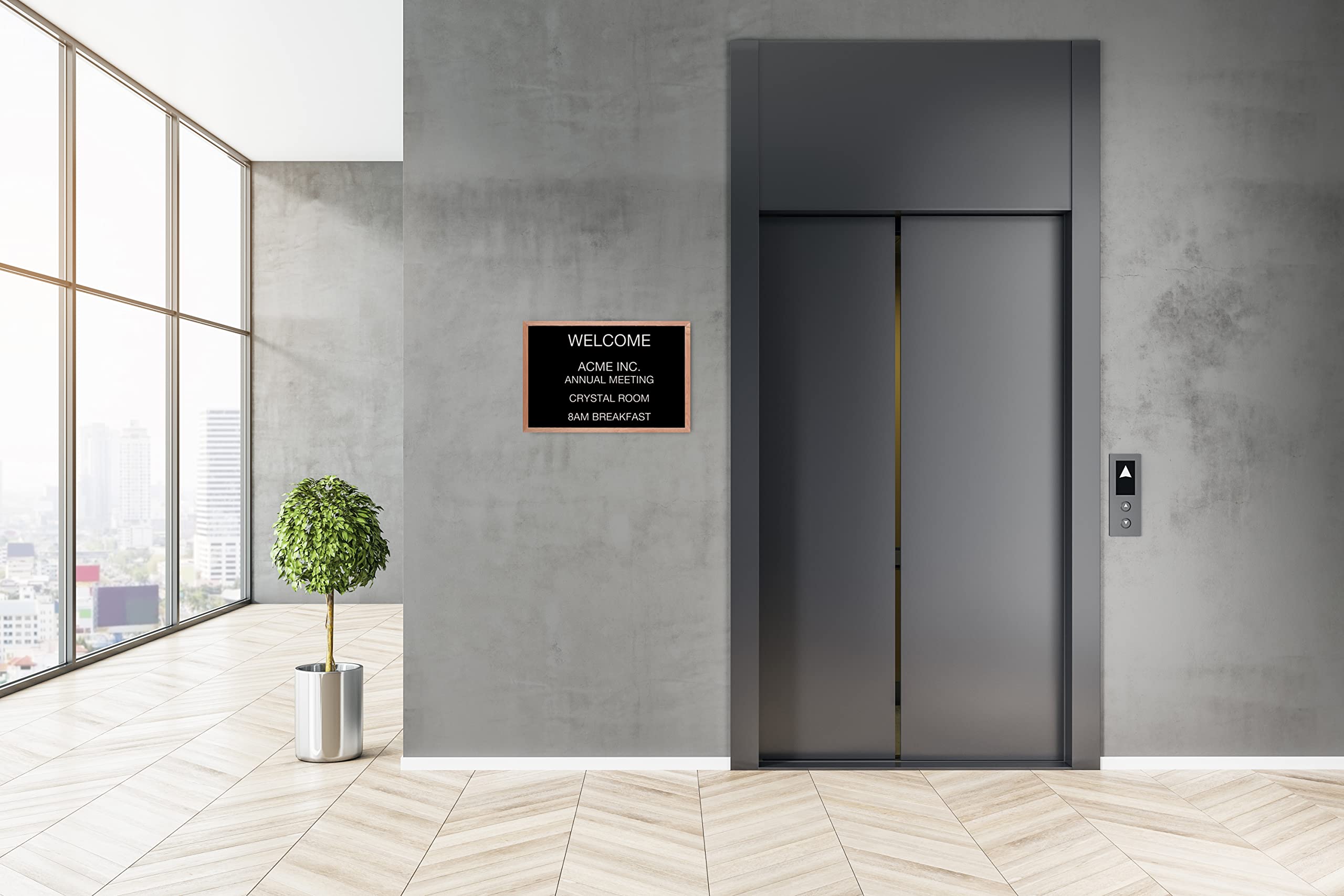 AarcoProducts 12"x18" Oak Framed Black Felt Letter Board Open Face Message Center