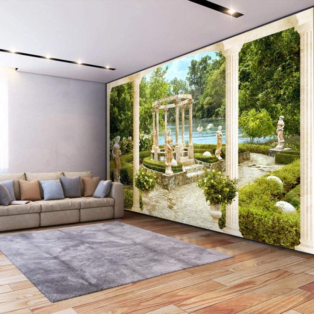 3D Columna Romana Estatua Jardín Paisaje Papel Tapiz Patrón De Foto Mural De Pared Decoración De Carteles De La Habitación Del Hogar - Para Sala De Estar Oficina Dormitorio300 x 210 cm (ancho x alto)